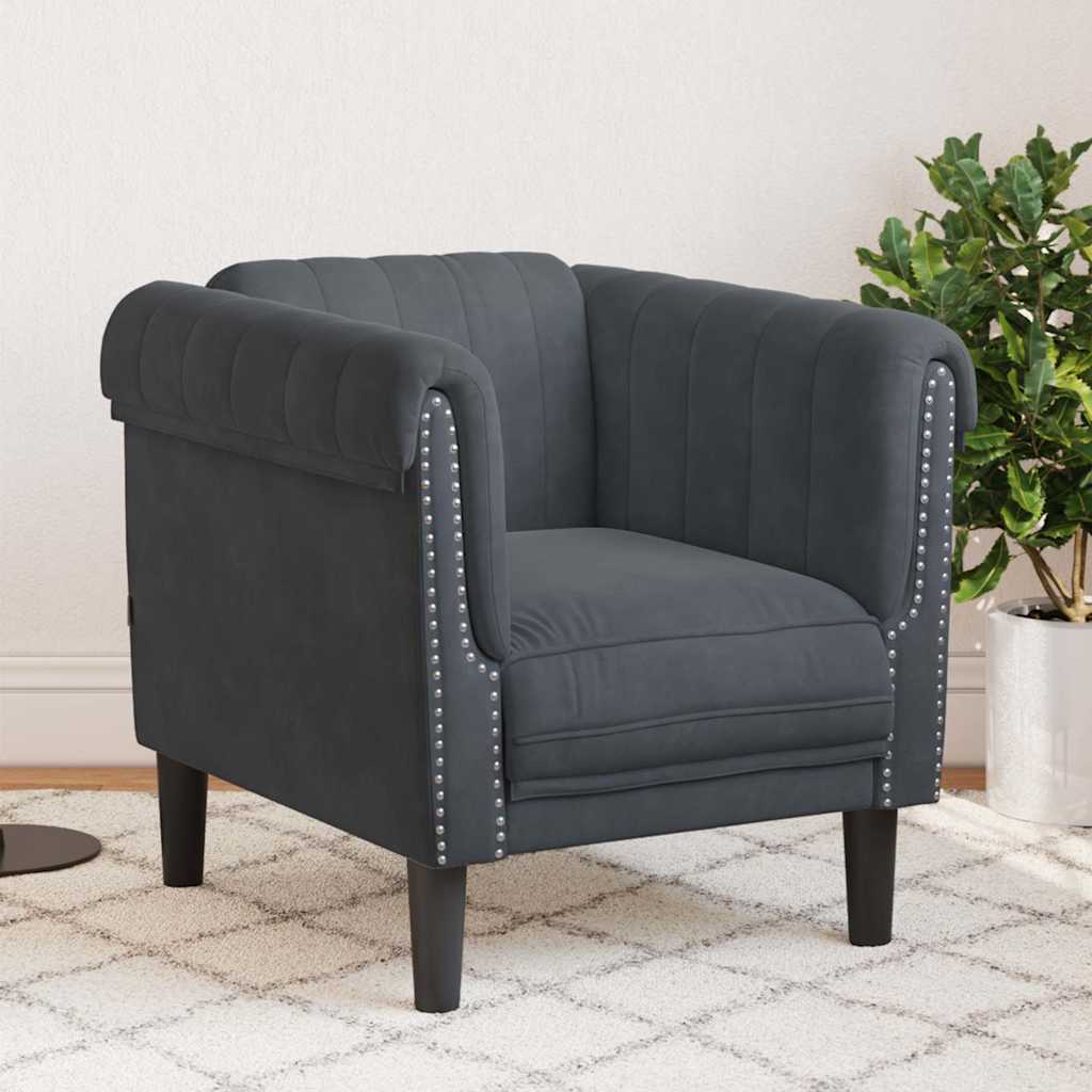Fauteuil en Cuir Daim Style Industriel-Gris foncé-Canapé-La-Fabrique-Industrielle