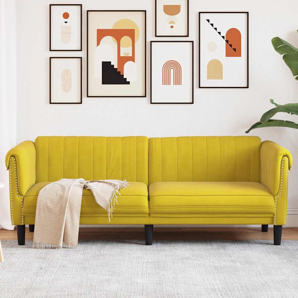 Fauteuil en Cuir Daim Style Industriel-Jaune-3 places-La-Fabrique-Industrielle