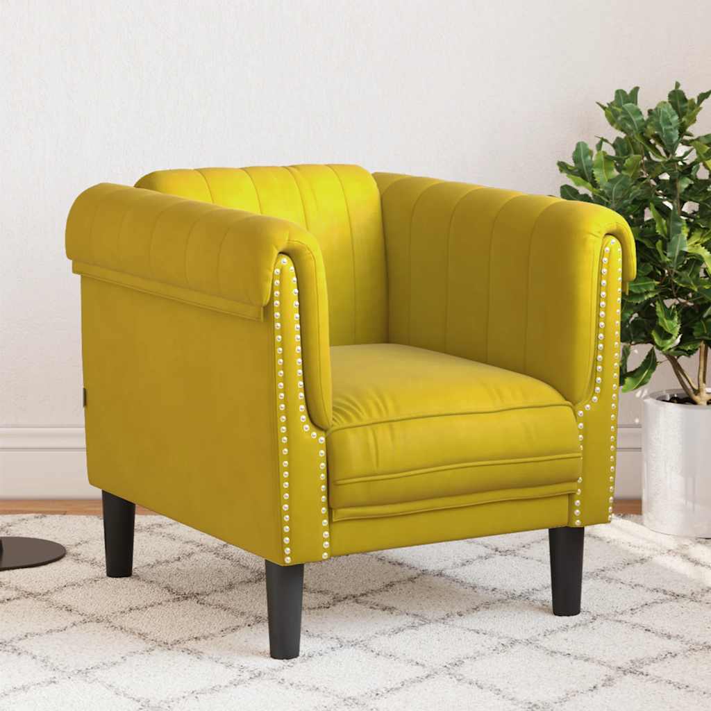 Fauteuil en Cuir Daim Style Industriel-Jaune-Canapé-La-Fabrique-Industrielle