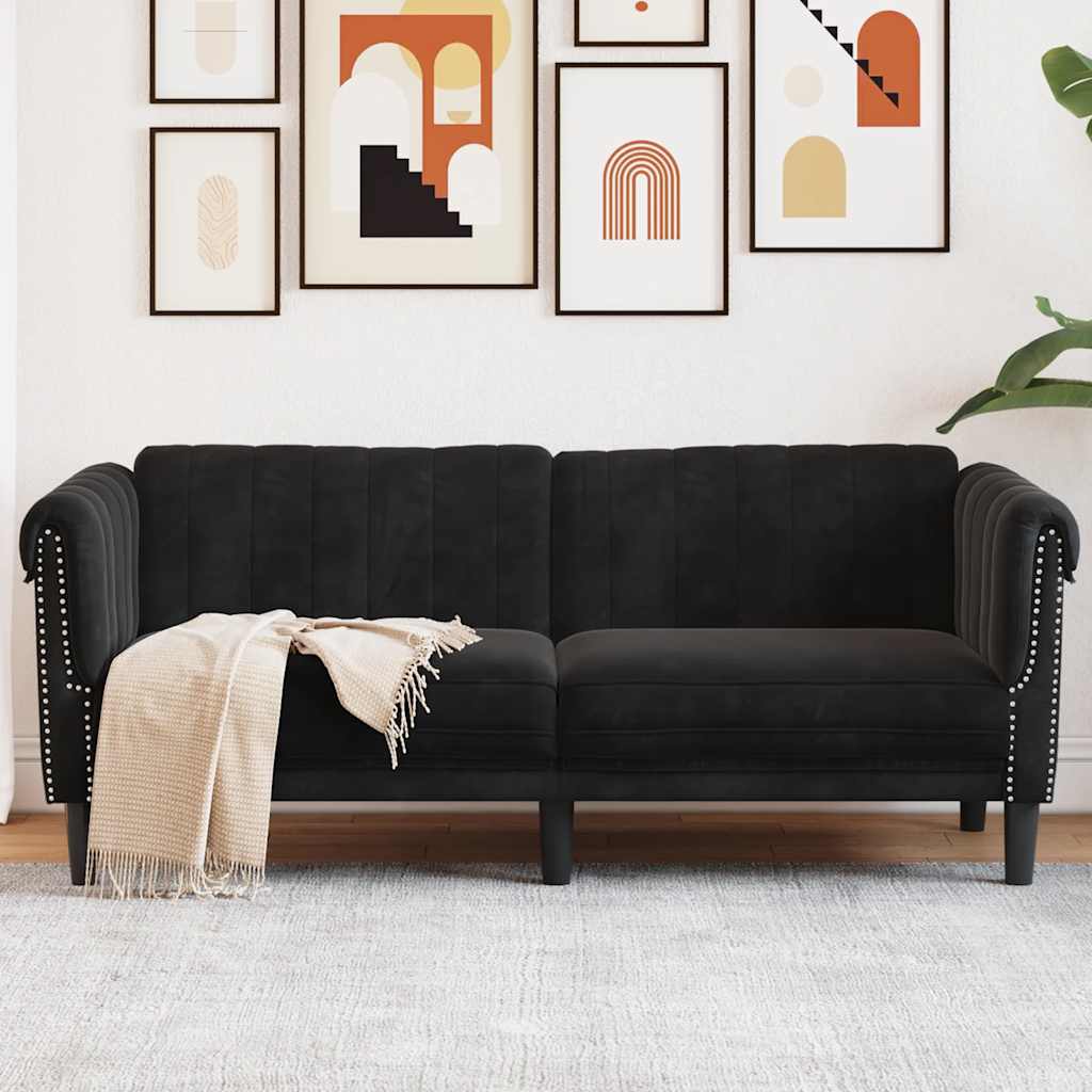 Fauteuil en Cuir Daim Style Industriel-Noir-2 places-La-Fabrique-Industrielle