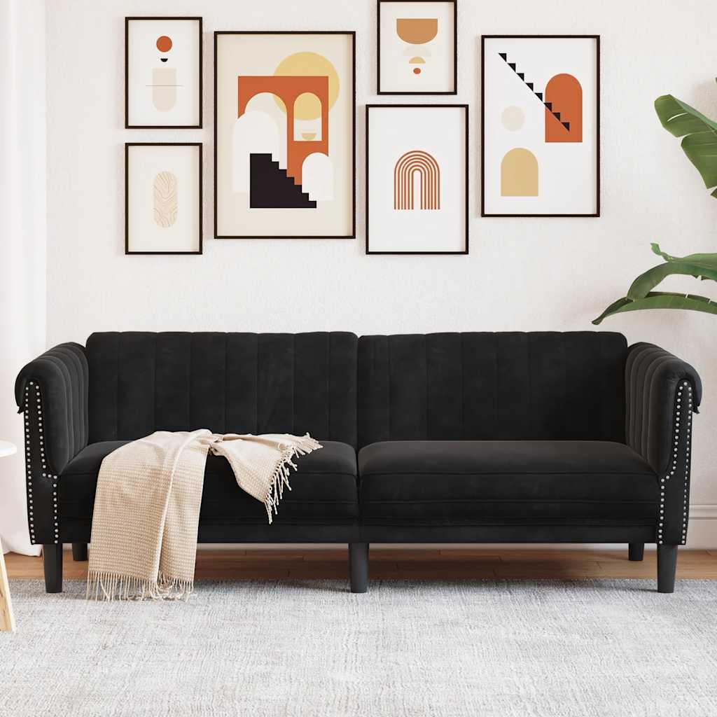 Fauteuil en Cuir Daim Style Industriel-Noir-3 places-La-Fabrique-Industrielle