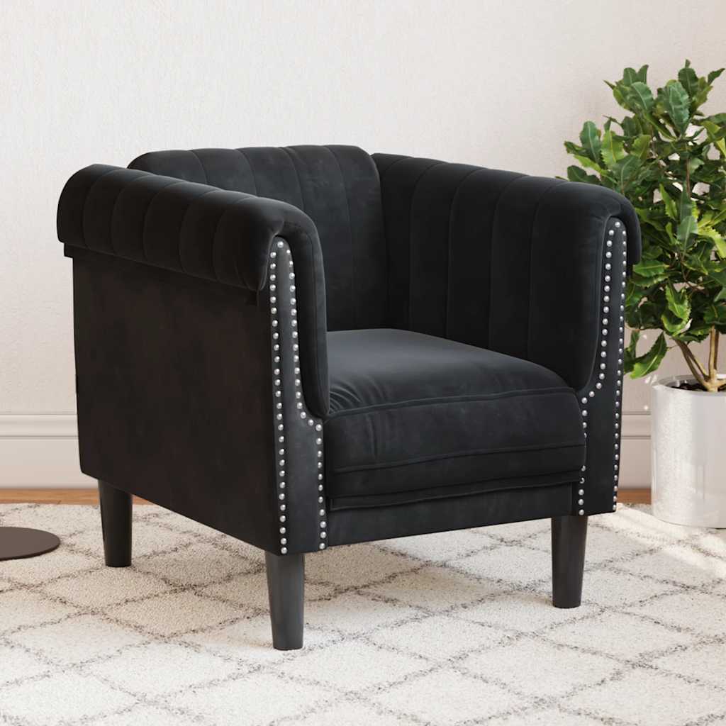 Fauteuil en Cuir Daim Style Industriel-Noir-Canapé-La-Fabrique-Industrielle