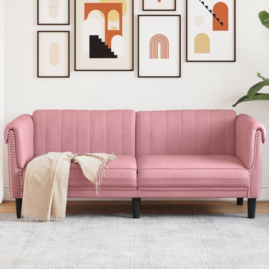 Fauteuil en Cuir Daim Style Industriel-Rose-2 places-La-Fabrique-Industrielle