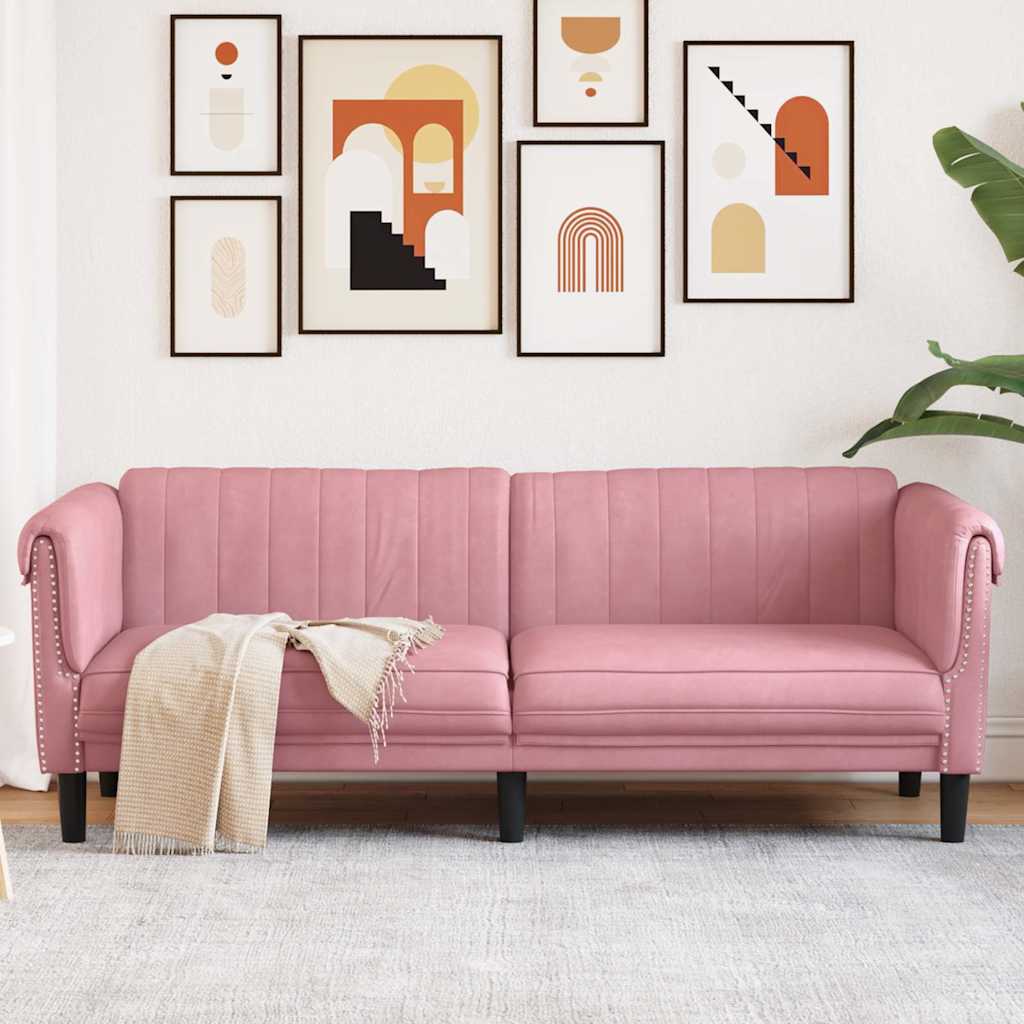 Fauteuil en Cuir Daim Style Industriel-Rose-3 places-La-Fabrique-Industrielle