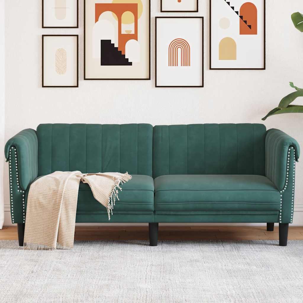 Fauteuil en Cuir Daim Style Industriel-Vert foncé-2 places-La-Fabrique-Industrielle