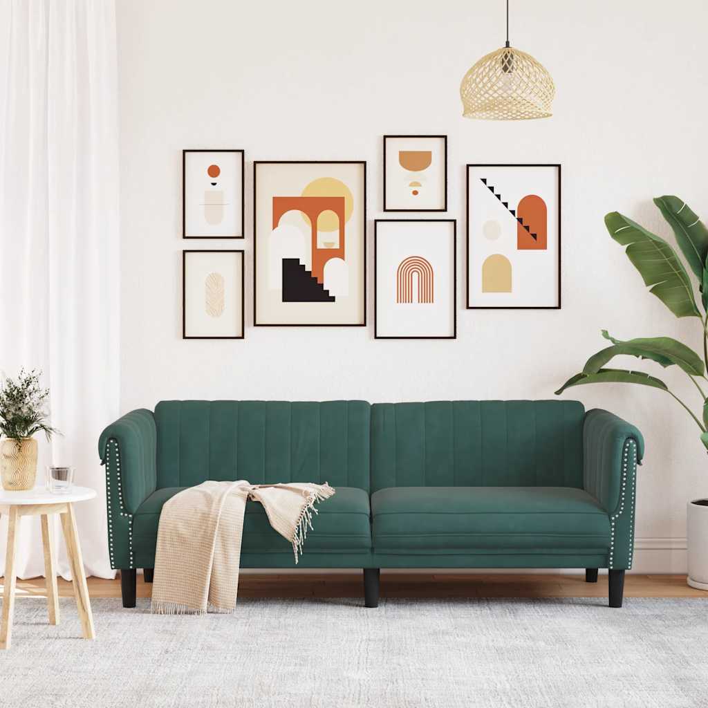 Fauteuil en Cuir Daim Style Industriel-Vert foncé-3 places-La-Fabrique-Industrielle