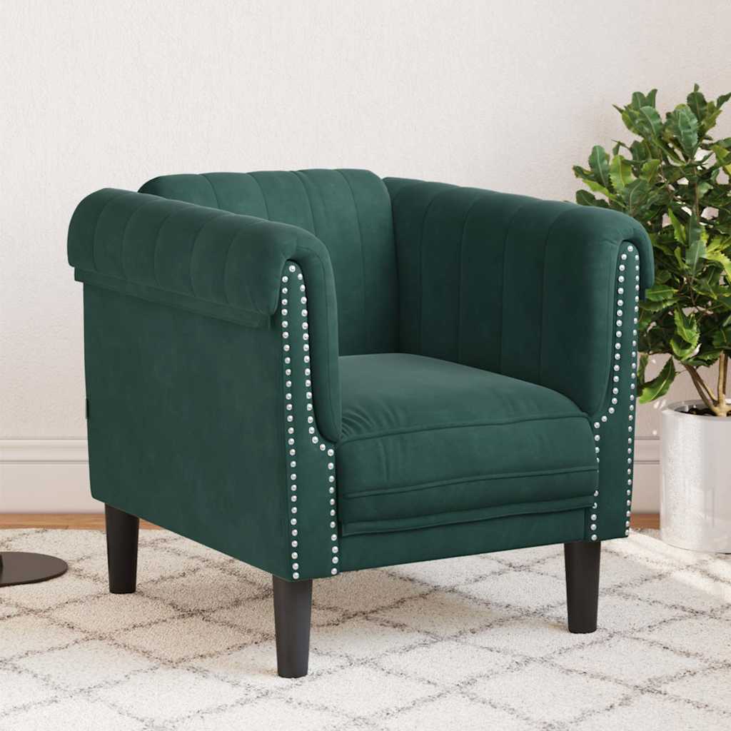 Fauteuil en Cuir Daim Style Industriel-Vert foncé-Canapé-La-Fabrique-Industrielle
