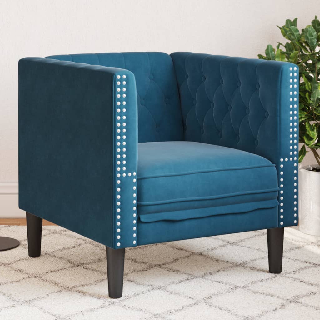 Fauteuil en Cuir Industriel Chesterfield-Bleu-1 place-La-Fabrique-Industrielle