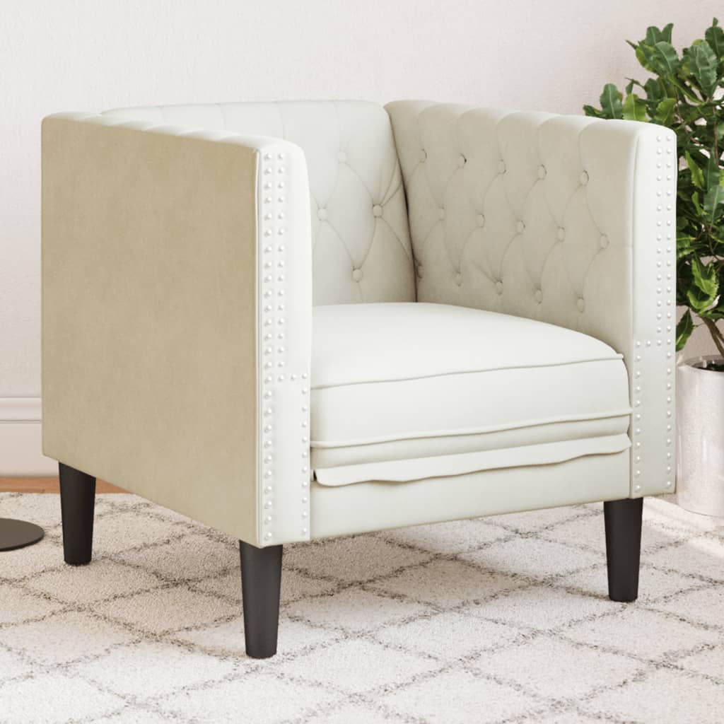 Fauteuil en Cuir Industriel Chesterfield-Crème-1 place-La-Fabrique-Industrielle