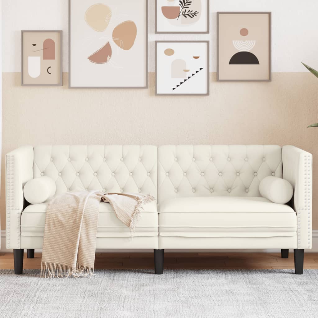 Fauteuil en Cuir Industriel Chesterfield-Crème-2 places-La-Fabrique-Industrielle