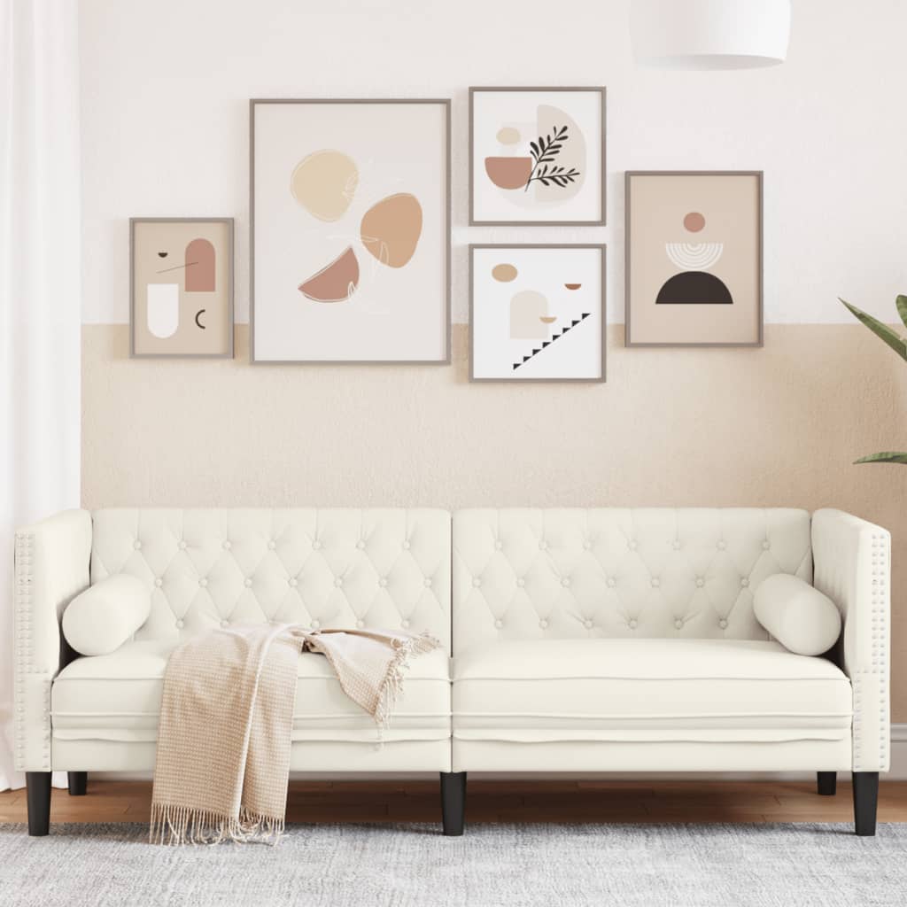 Fauteuil en Cuir Industriel Chesterfield-Crème-3 places-La-Fabrique-Industrielle
