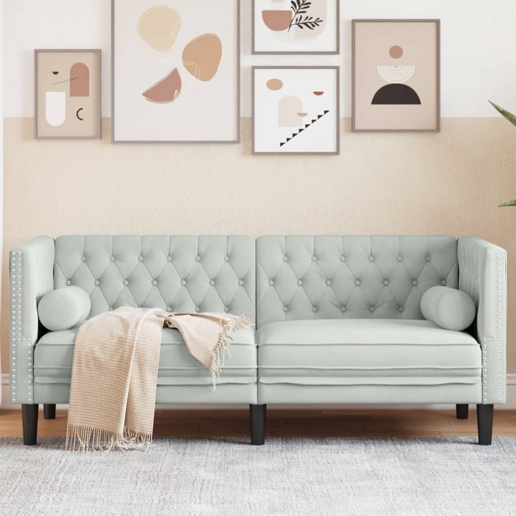 Fauteuil en Cuir Industriel Chesterfield-Gris clair-2 places-La-Fabrique-Industrielle