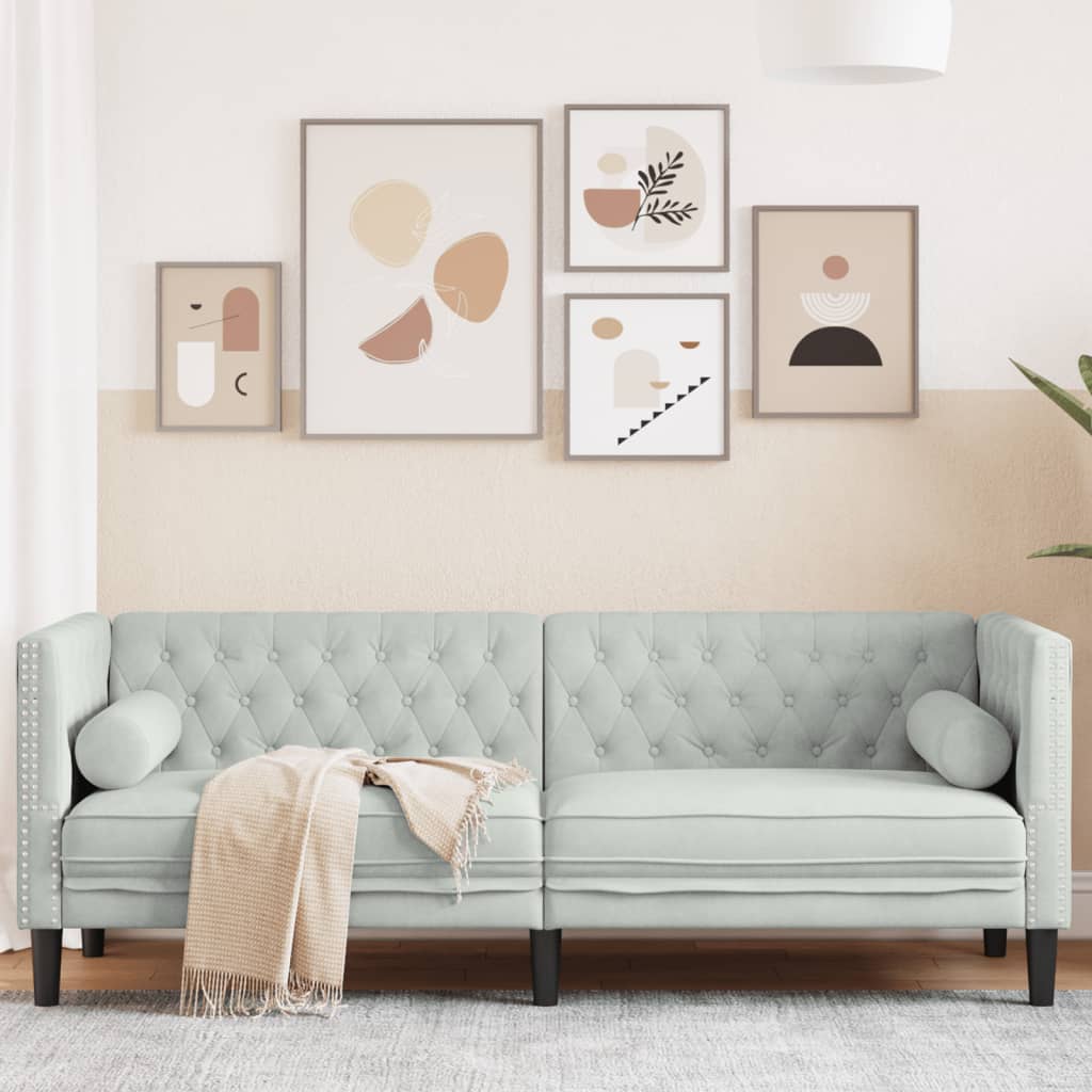 Fauteuil en Cuir Industriel Chesterfield-Gris clair-3 places-La-Fabrique-Industrielle