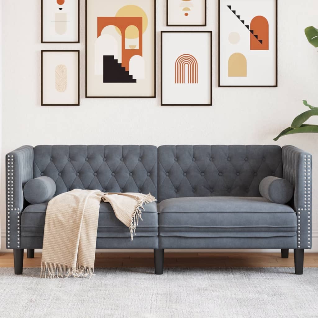 Fauteuil en Cuir Industriel Chesterfield-Gris foncé-2 places-La-Fabrique-Industrielle