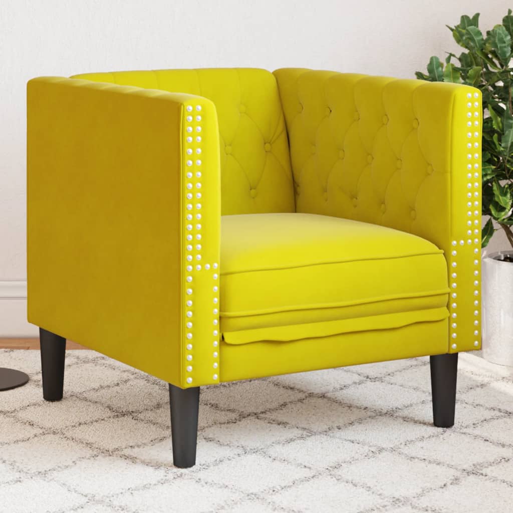Fauteuil en Cuir Industriel Chesterfield-Jaune-1 place-La-Fabrique-Industrielle