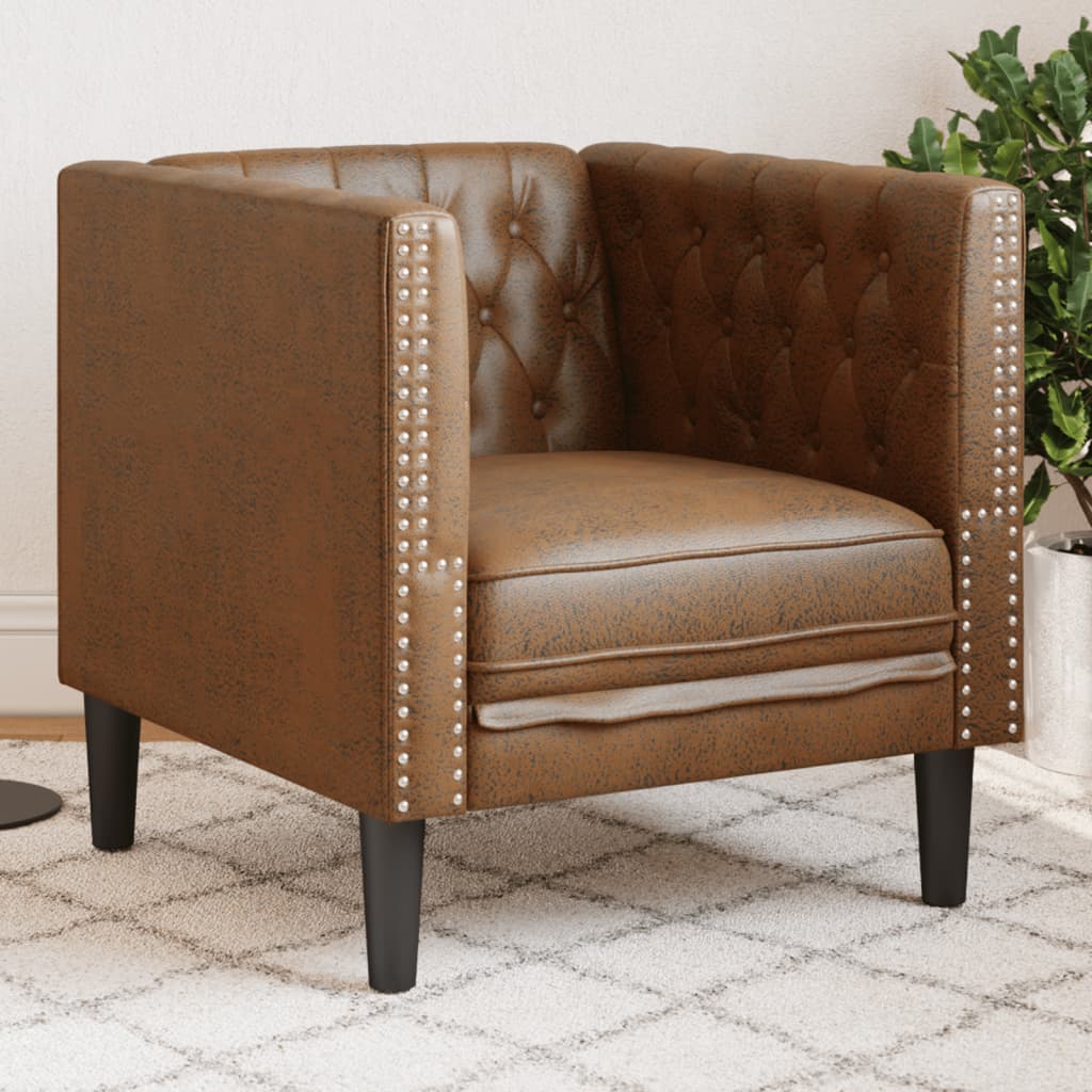 Fauteuil en Cuir Industriel Chesterfield-Marron-1 place-La-Fabrique-Industrielle