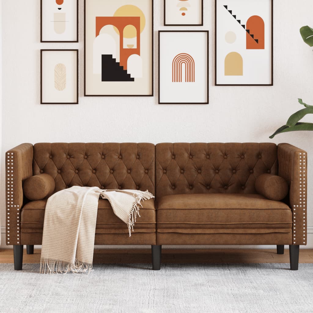 Fauteuil en Cuir Industriel Chesterfield-Marron-2 places-La-Fabrique-Industrielle