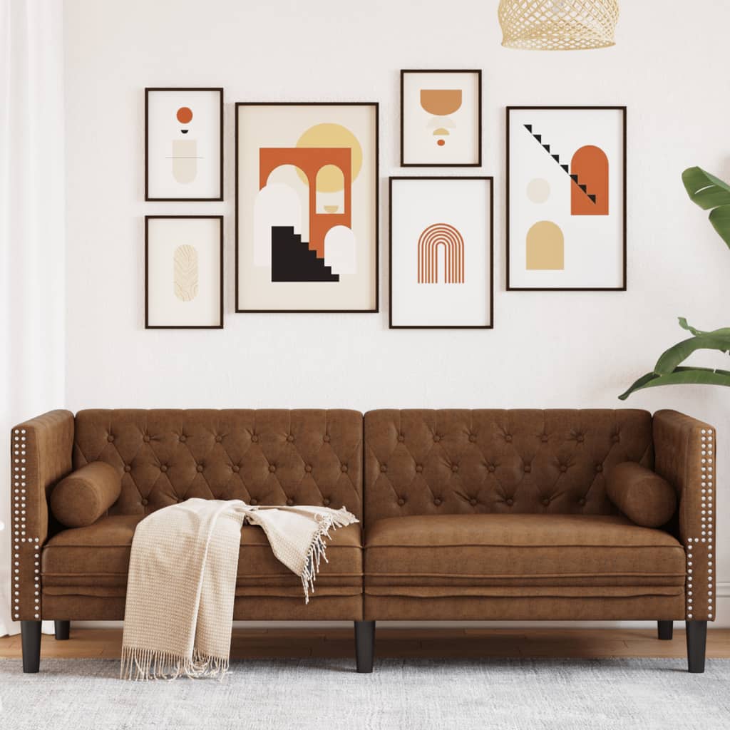 Fauteuil en Cuir Industriel Chesterfield-Marron-3 places-La-Fabrique-Industrielle