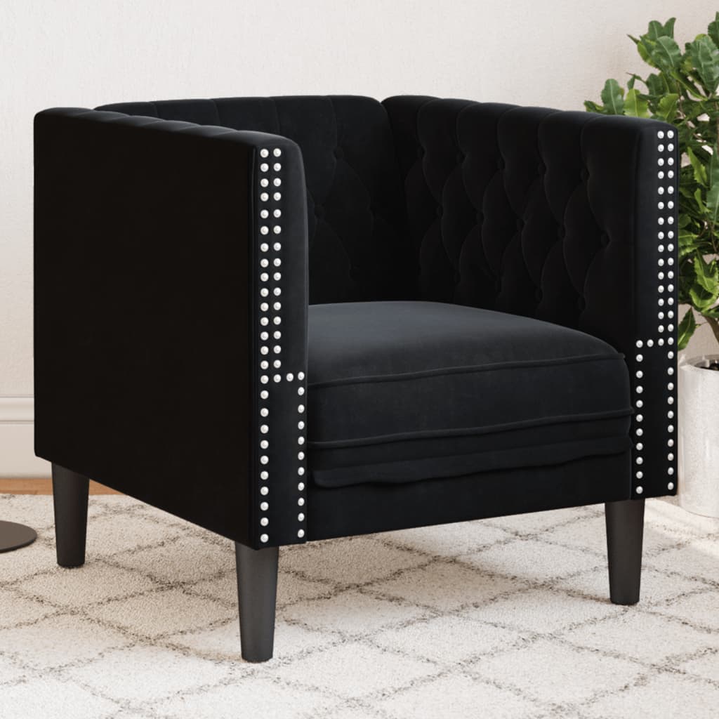 Fauteuil en Cuir Industriel Chesterfield-Noir-1 place-La-Fabrique-Industrielle