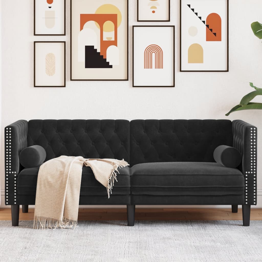 Fauteuil en Cuir Industriel Chesterfield-Noir-2 places-La-Fabrique-Industrielle