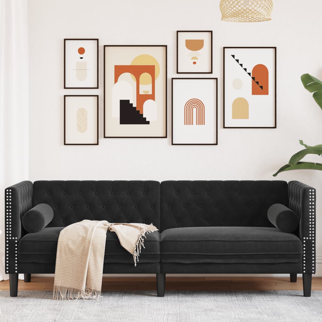 Fauteuil en Cuir Industriel Chesterfield-Noir-3 places-La-Fabrique-Industrielle