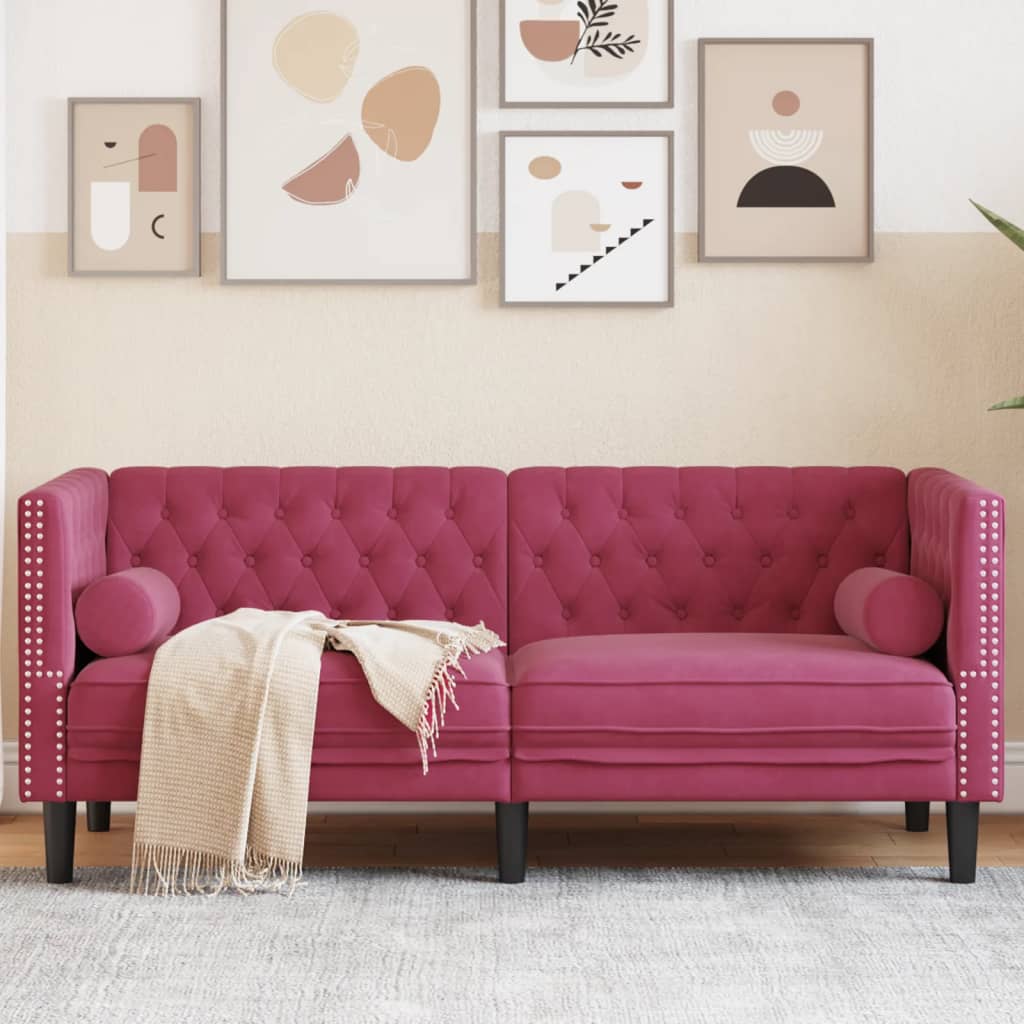 Fauteuil en Cuir Industriel Chesterfield-Rouge bordeaux-2 places-La-Fabrique-Industrielle