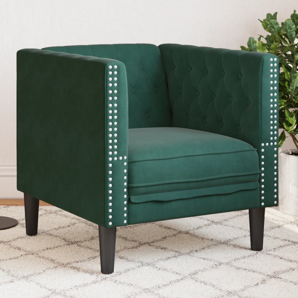 Fauteuil en Cuir Industriel Chesterfield-Vert foncé-1 place-La-Fabrique-Industrielle