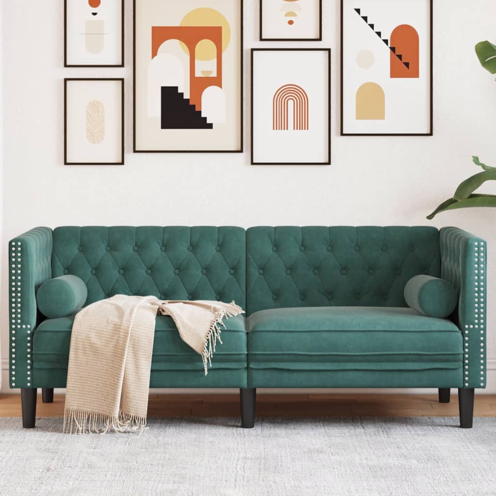 Fauteuil en Cuir Industriel Chesterfield-Vert foncé-2 places-La-Fabrique-Industrielle