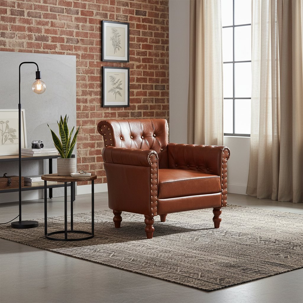Fauteuil Chesterfield 1 Place en Cuir Véritable