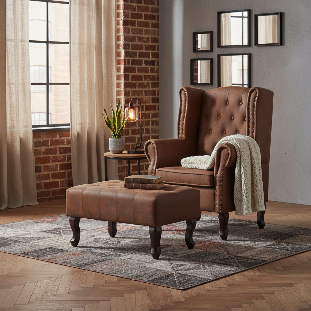 Fauteuil Chesterfield en Similicuir Daim