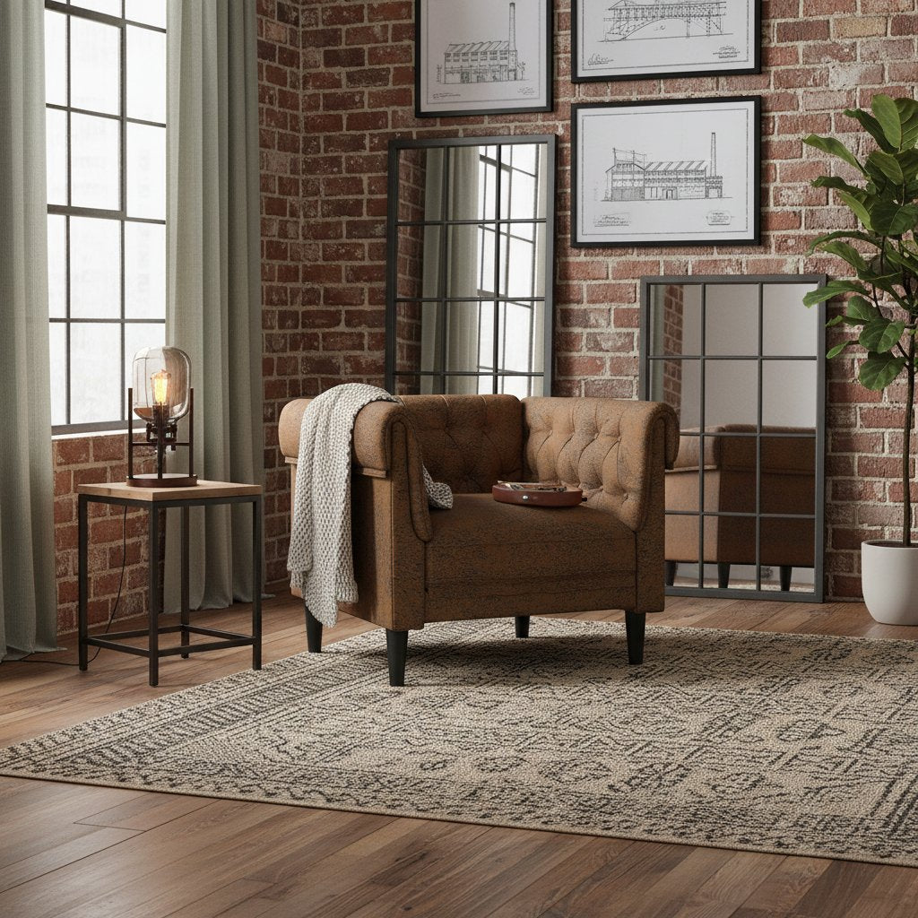 Fauteuil Chesterfield en Tissu Élégant