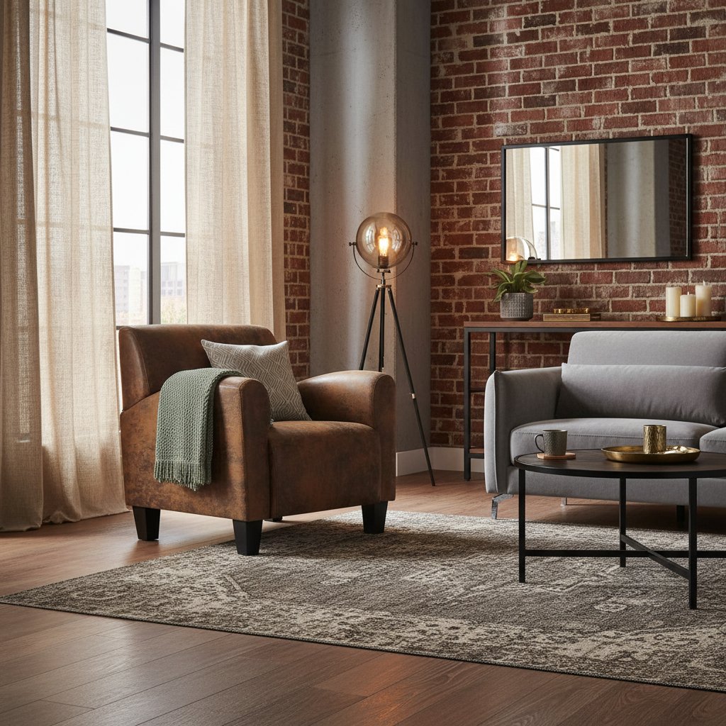 Fauteuil Club Indus en Similicuir Marron