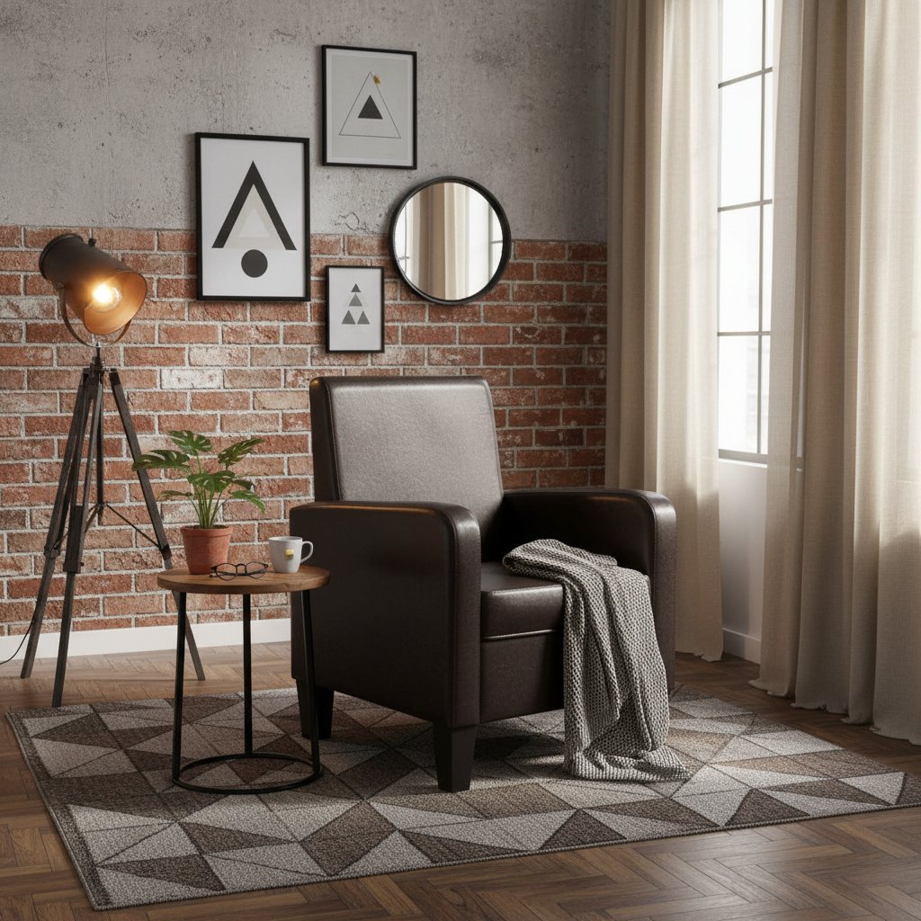 Fauteuil Élégant en Similicuir Brun