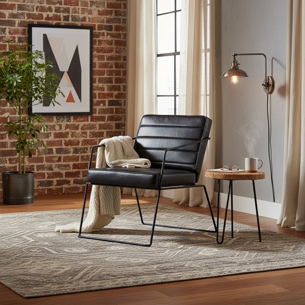 Fauteuil Industriel avec Tubes Acier et Cuir