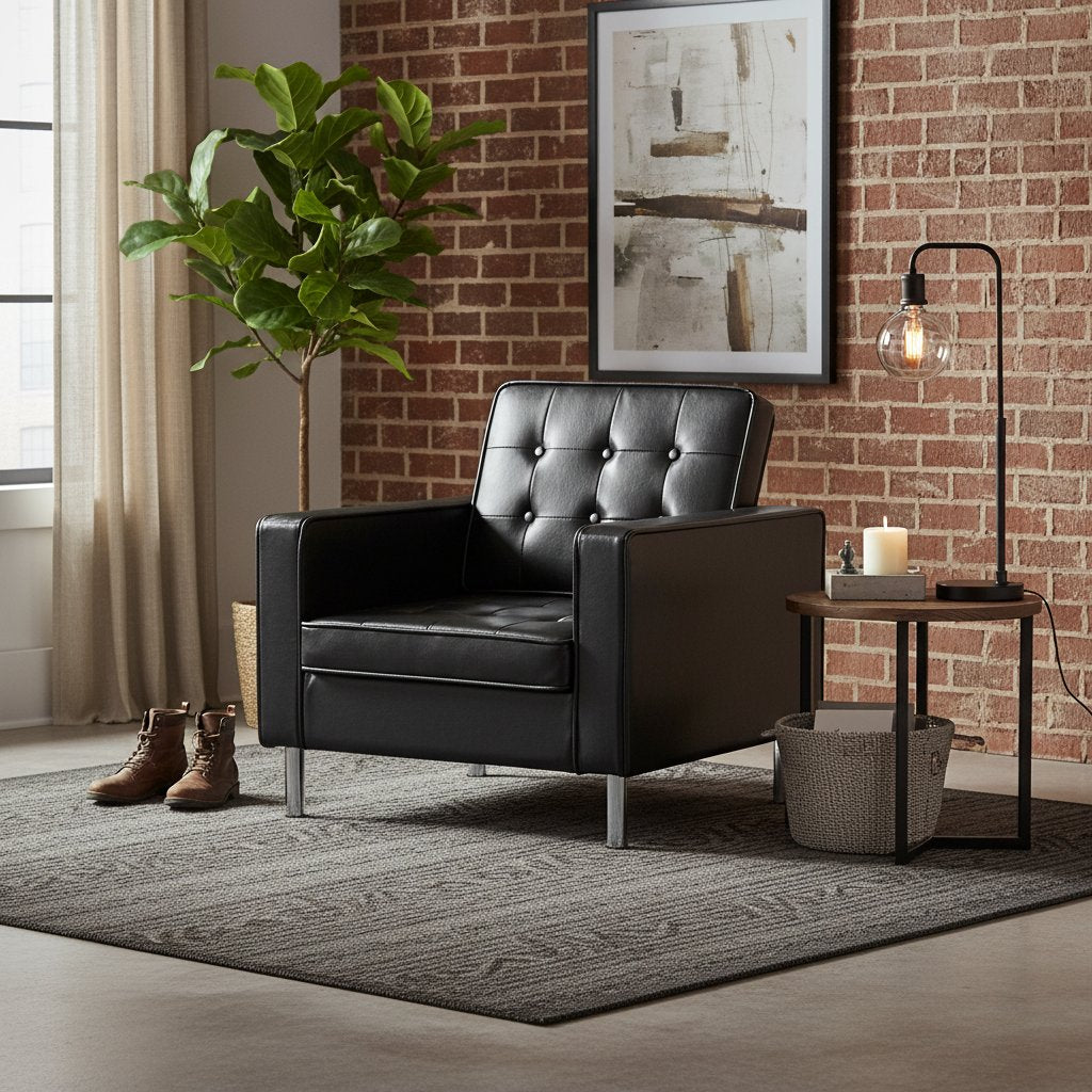 Fauteuil Industriel en Simili Cuir Noir