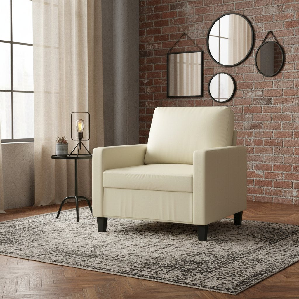 Fauteuil Industriel en Similicuir Crème