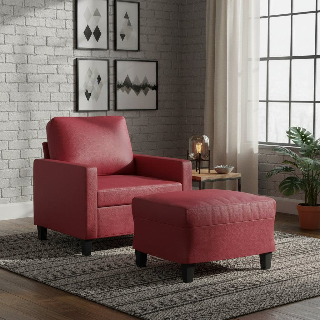 Fauteuil Industriel en Similicuir avec Repose-Pieds