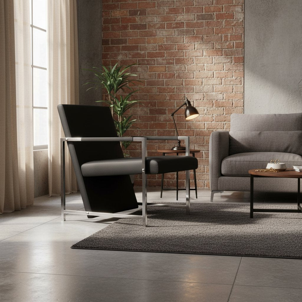 Fauteuil Relax Industriel en Similicuir Noir