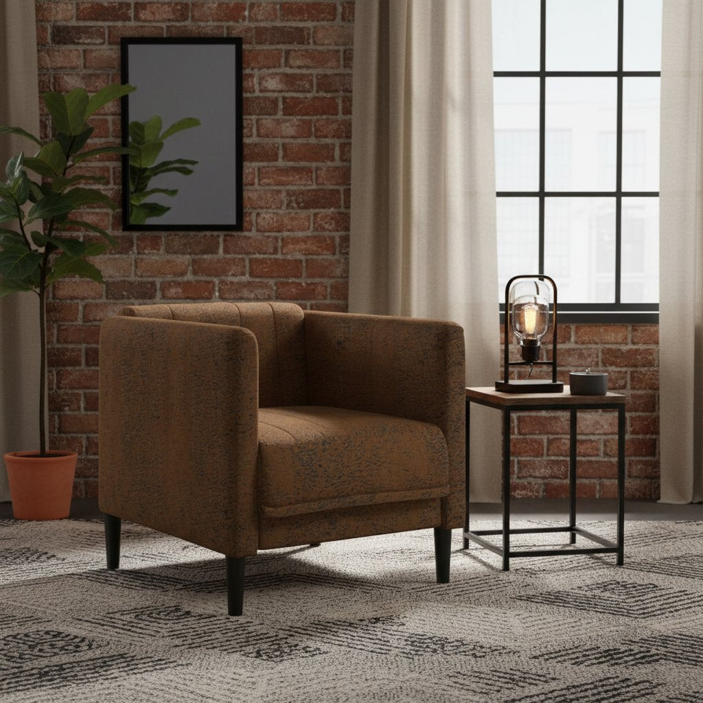 Fauteuil Similicuir Daim Marron