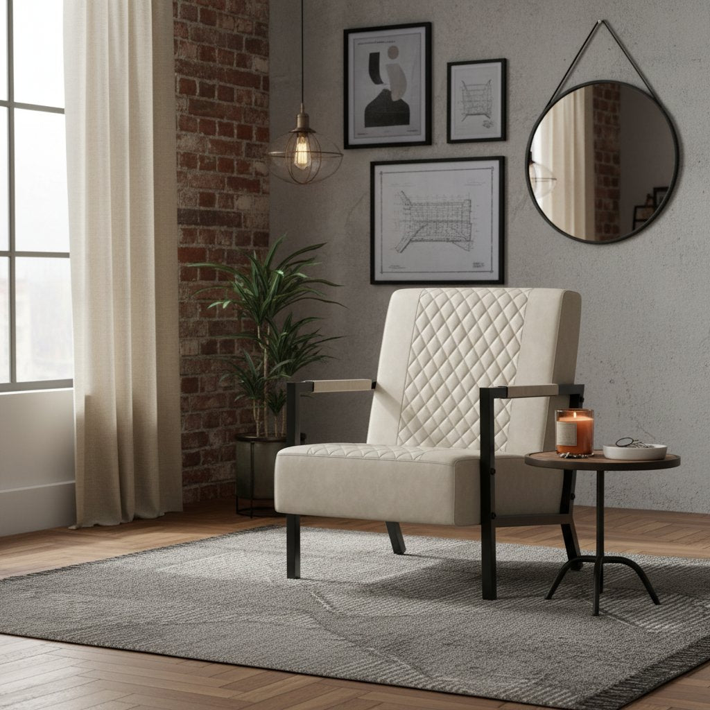 Fauteuil Similicuir et Métal Style Industriel