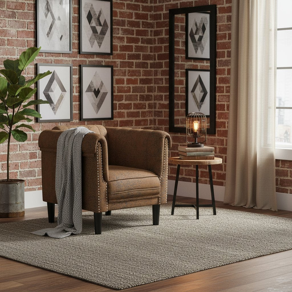 Fauteuil en Similicuir Daim Style Industriel