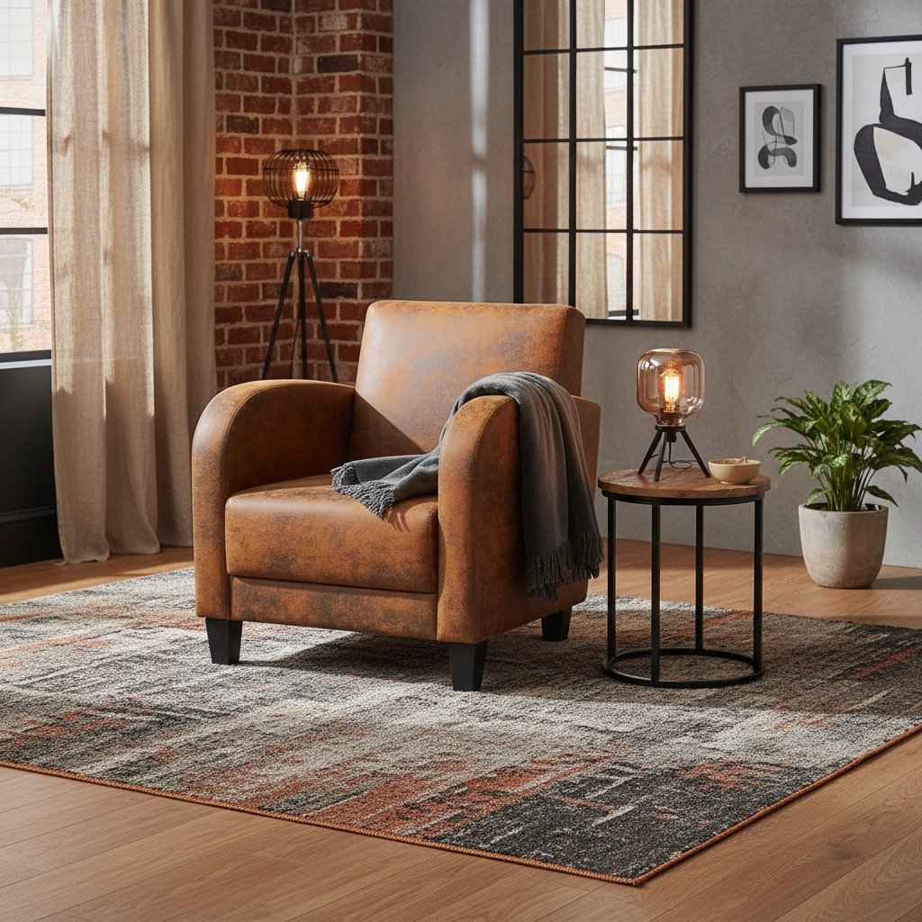 Fauteuil en Similicuir Daim de Salon Industriel