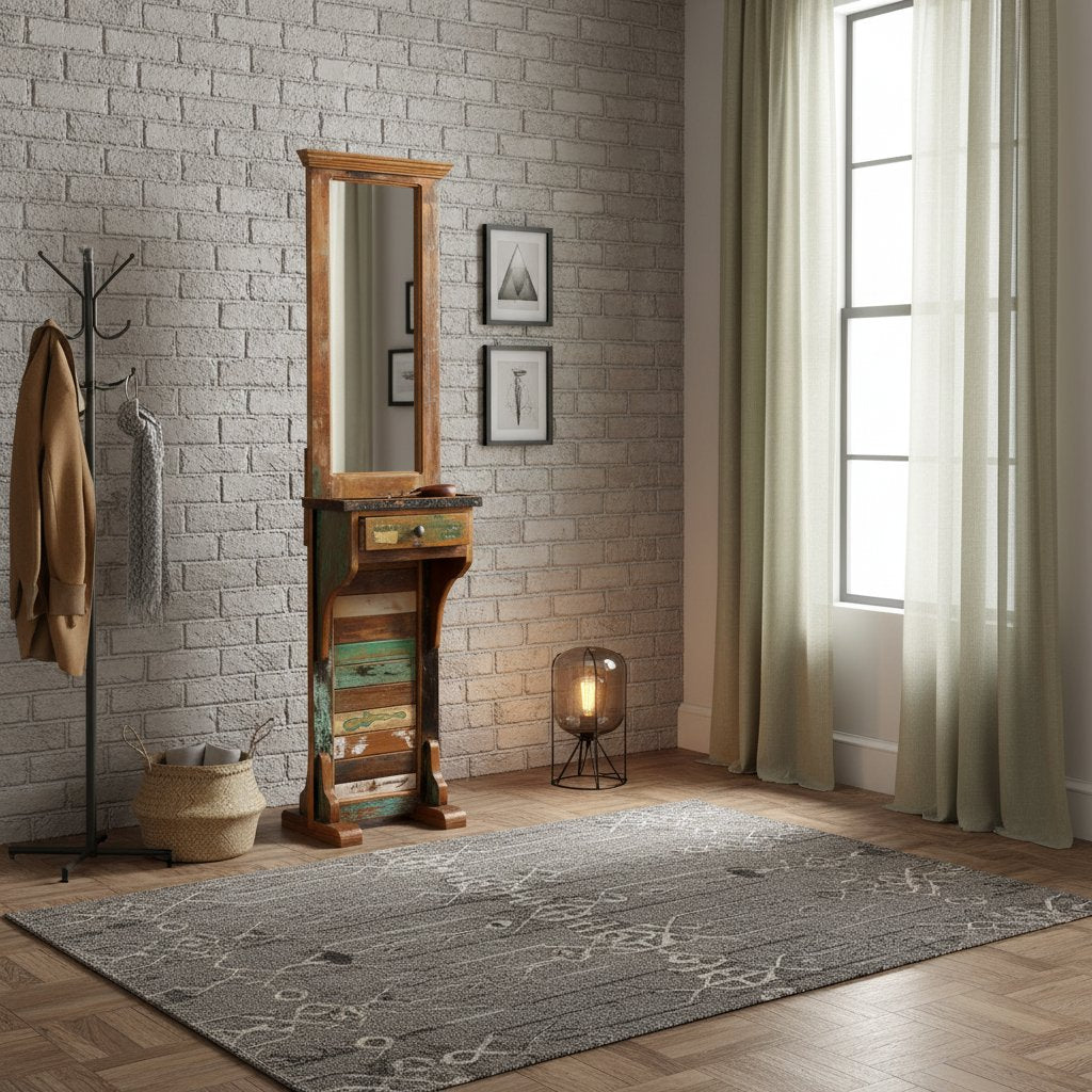 Grand Miroir Industriel en Bois Recyclé