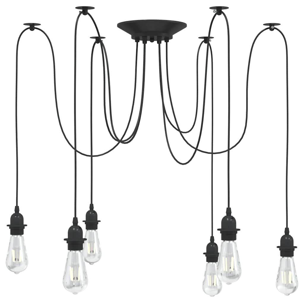 Grande Suspension Industrielle en Métal Noir-1-avec 6 porte-lampes-La-Fabrique-Industrielle