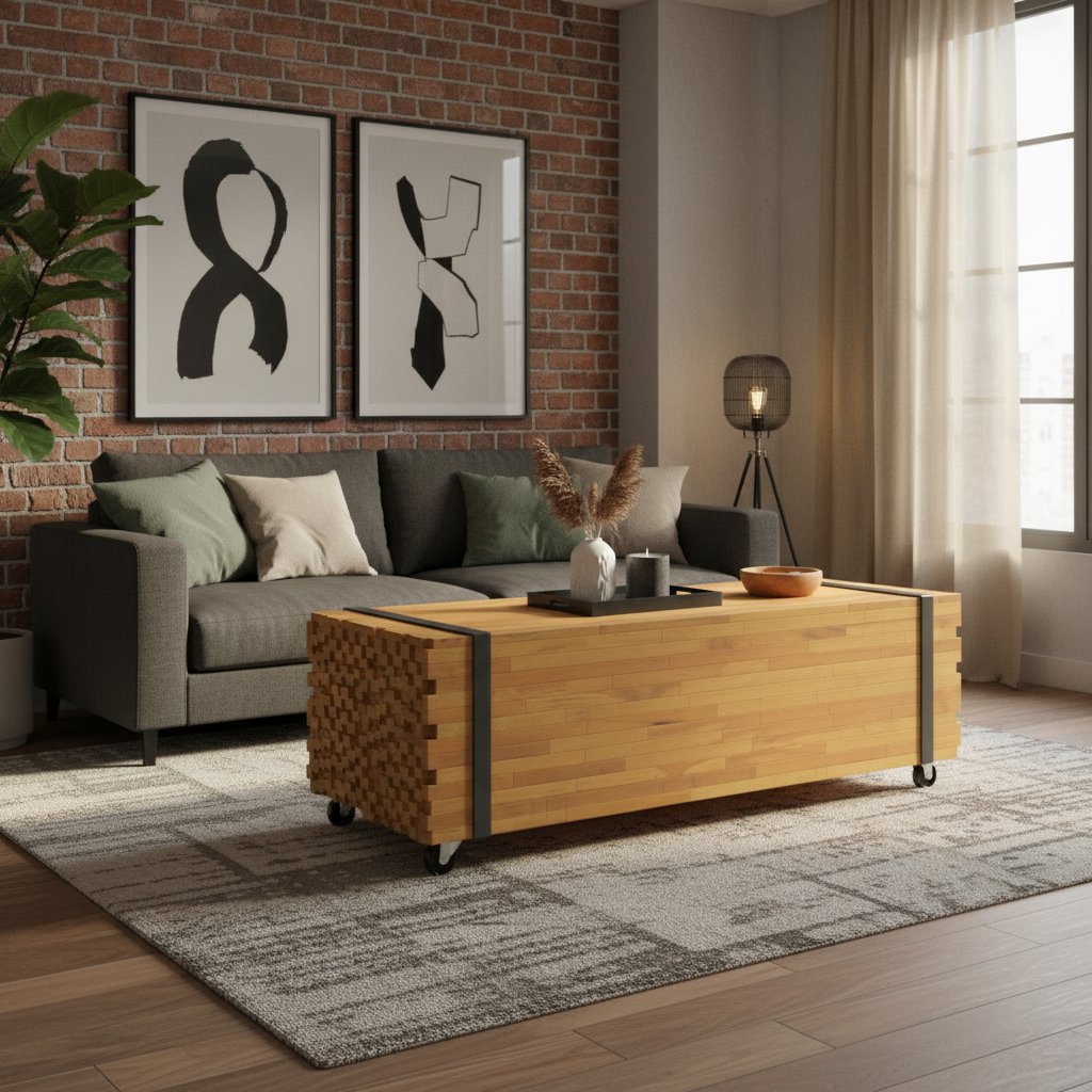 Grande Table Basse en Bois de Teck