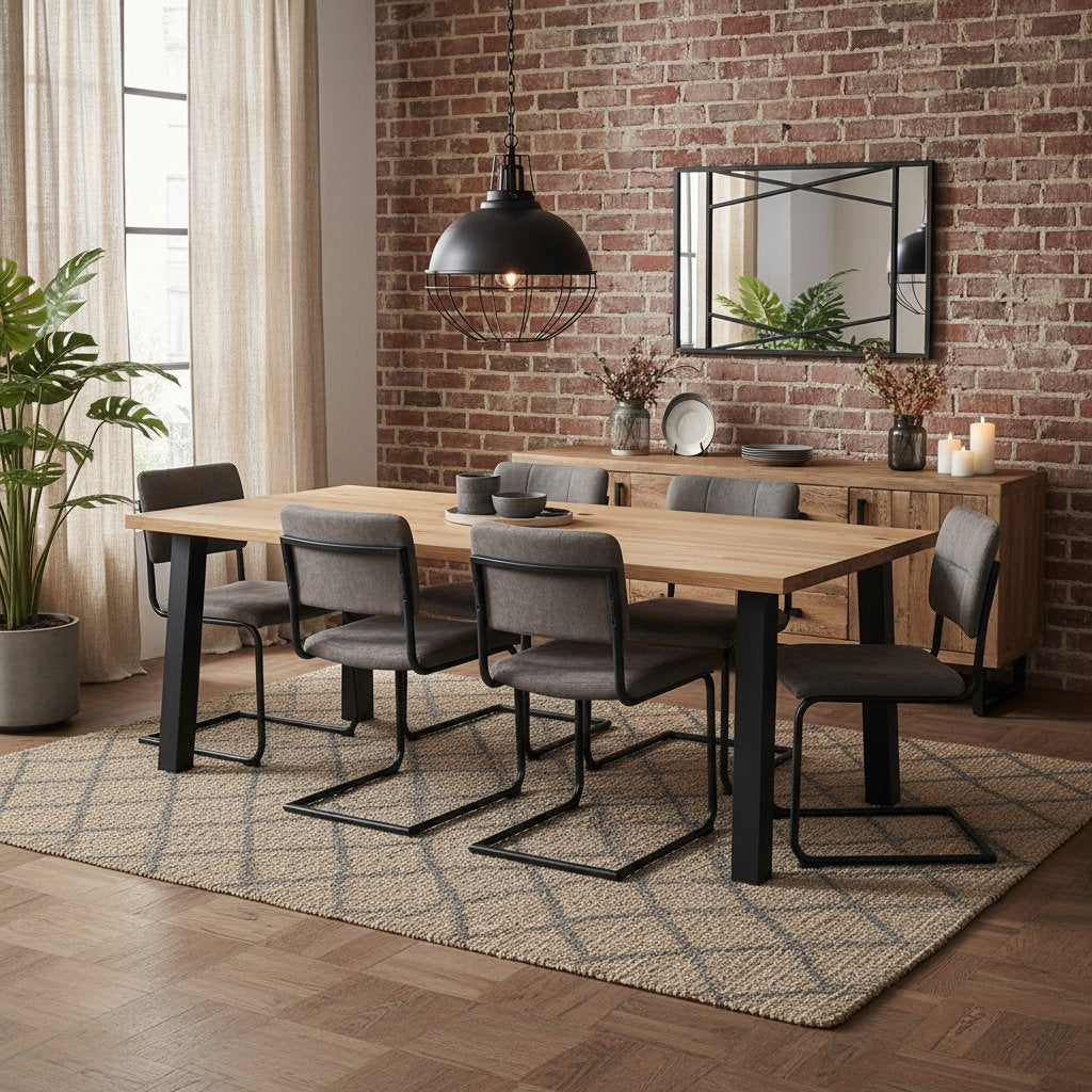 Grande Table en Bois Massif et Chêne Naturel