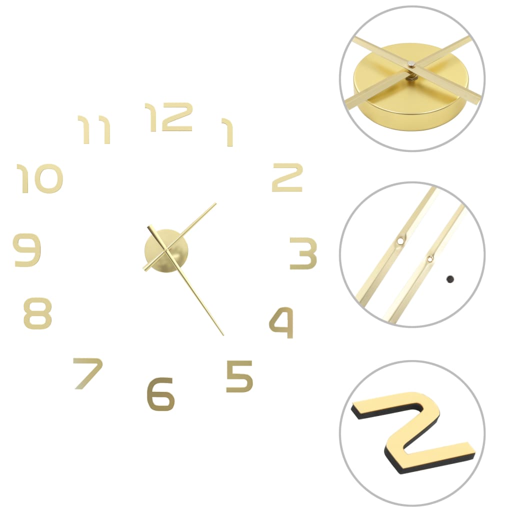 Grosse Horloge Industrielle 3D en Argent Brillant-Doré-La-Fabrique-Industrielle