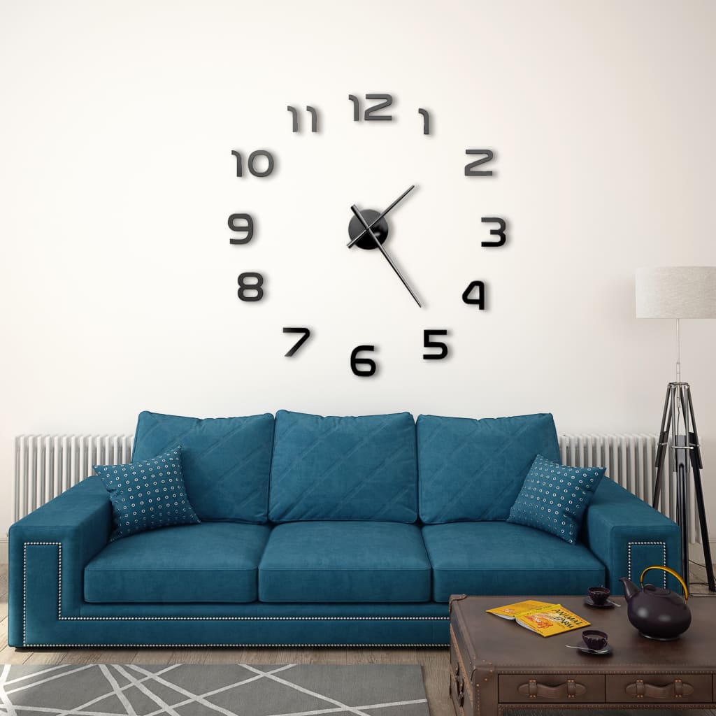 Grosse Horloge Industrielle 3D en Argent Brillant-Noir-La-Fabrique-Industrielle