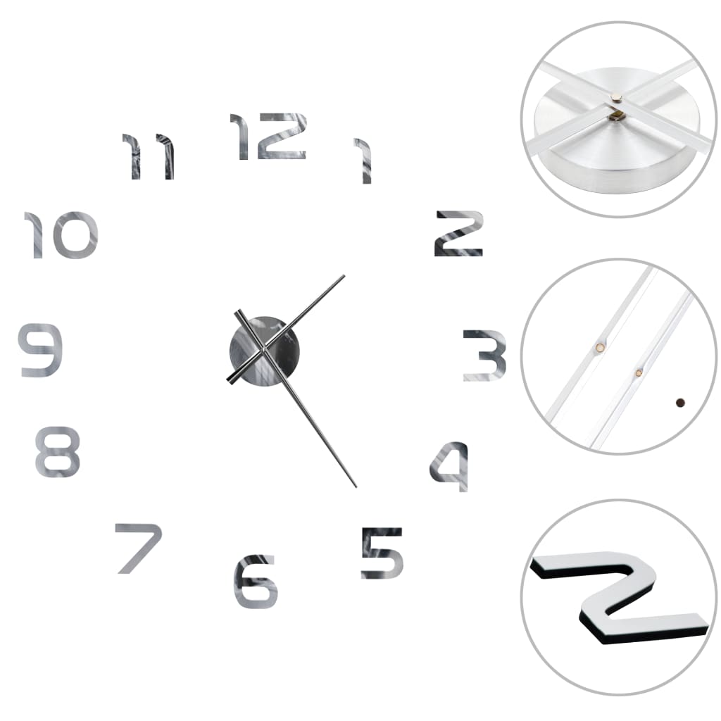Grosse Horloge Industrielle 3D en Argent Brillant-La-Fabrique-Industrielle