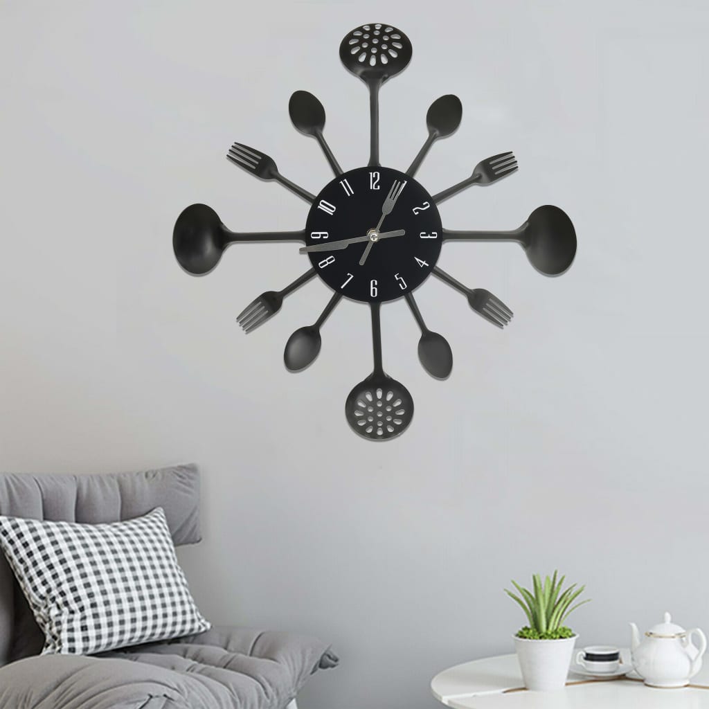 Horloge Cuisine Industrielle en Aluminium Noir-La-Fabrique-Industrielle